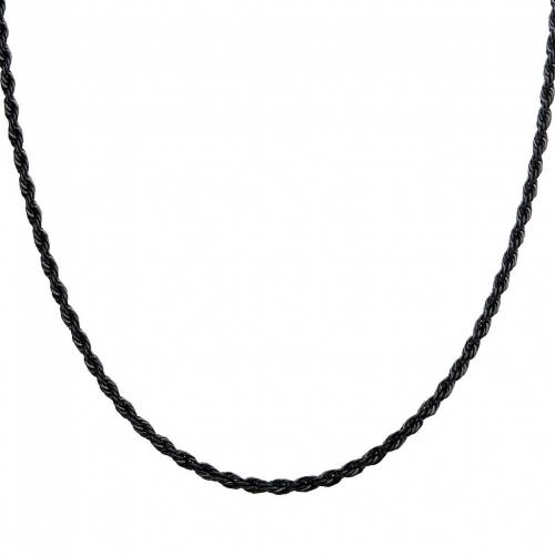 黒色 ブラック ステンレス 銀色 スチール ネックレス 【 UNBRANDED BLACK STAINLESS STEEL 3 MM ROPE CHAIN NECKLACE / BLACK TONE 】 ジュエリー アクセサリー メンズジュエリー ペンダント
