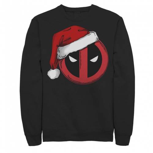 Licensed Character キャラクター アイコン クリスマス スウェットシャツ トレーナー 黒色 ブラック メンズ Licensed Character Marvel Deadpool Icon Santa Hat Christmas Sweatshirt Black Andapt Com