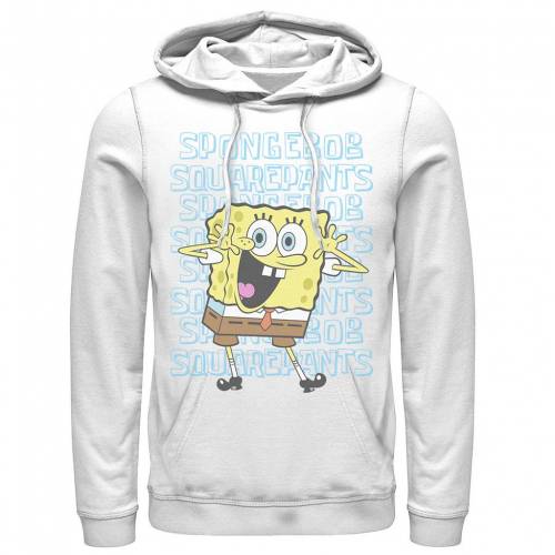 Licensed Character キャラクター スポンジボブ フーディー パーカー 白色 ホワイト メンズ Licensed Character Spongebob Squarepants Name Stack Portrait Hoodie White Netsystemtech Com