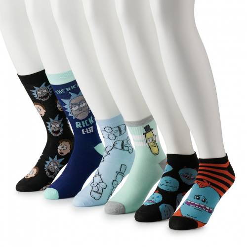 Licensed Character キャラクター 靴下 黒色 ブラック メンズ Licensed Character 6pack Rick Morty Novelty Fashion Socks Black Rvcconst Com