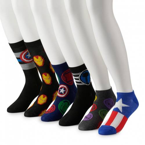 Licensed Character キャラクター 靴下 青色 ブルー メンズ Licensed Character 6pack Marvel Fashion Novelty Socks Blue Rvcconst Com