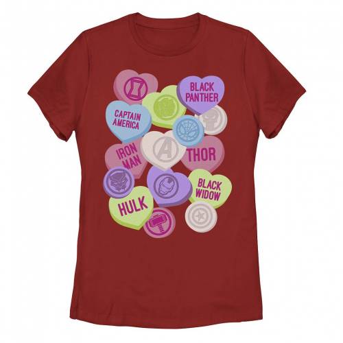 【★百貨店SALE★6/11夜夜中2時迄】文字記号 プルオーバー 赤 赤いこと VALENTINE\u0027S 【 LICENSED CHARACTER MARVEL CANDY HEART AVENGERS ICONS TEE / RED 】 キッズ もの言う花 マタニティ トップス カットソー