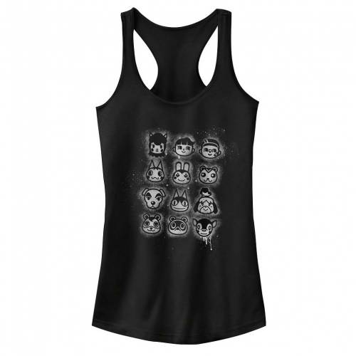 Licensed Character キャラクター タンクトップ 黒色 ブラック ジュニア キッズ Licensed Character Nintendo Animal Crossing Spray Painted Group Shot Black Andapt Com