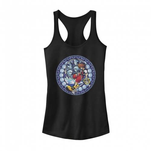 キャラクター グラフィック タンクトップ 黒色 ブラック 【 LICENSED CHARACTER KINGDOM HEARTS STAINED GLASS SORA ARTSY GRAPHIC TANK TOP / BLACK 】 キッズ ベビー マタニティ トップス Tシャツ カットソー画像