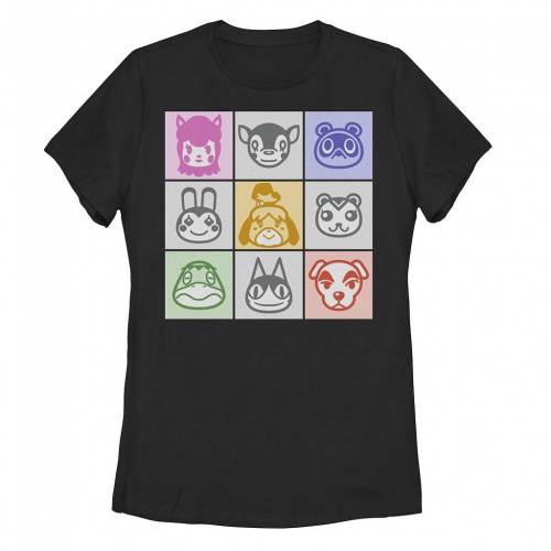 【★百貨店SALE★6/11夜夜中2時迄】文字記号 アイコン プルオーバー 黒いこと 黒いこと 【 LICENSED CHARACTER NINTENDO ANIMAL CROSSING ICON GRID PORTRAITS TEE / BLACK 】 キッズ もの言う花 マタニティ トップス カットソー