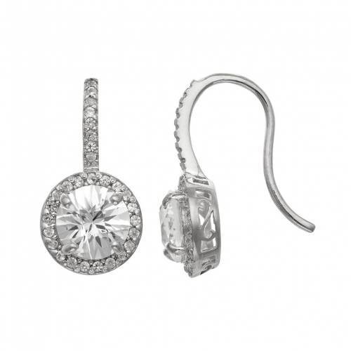銀色 シルバー 白色 ホワイト イヤリング 【 UNBRANDED STERLING SILVER LAB-CREATED WHITE SAPPHIRE HALO DROP EARRINGS / MULTI 】 ジュエリー アクセサリー レディースジュエリー｜スニケス