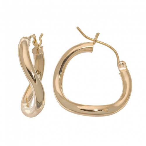 ダイヤモンド ゴールド フープ イヤリング 【 DIAMOND FASCINATION 18K GOLD TWIST HOOP EARRINGS / 18K GOLD 】 ジュエリー アクセサリー レディースジュエリー