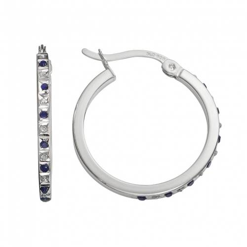 ダイヤモンド プラチナム 銀色 シルバー フープ イヤリング 白色 ホワイト & 【 DIAMOND MYSTIQUE PLATINUM OVER SILVER SAPPHIRE DIAMOND ACCENT HOOP EARRINGS / WHITE 】 ジュエリー アクセサリー レディースジュエ