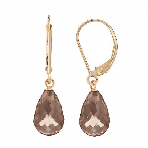 ゴールド イヤリング 茶色 ブラウン 【 UNBRANDED 14K GOLD SMOKY QUARTZ BRIOLETTE DROP EARRINGS / BROWN 】 ジュエリー アクセサリー レディースジュエリー
