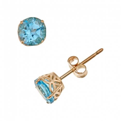 ゴールド 青色 ブルー イヤリング 【 CELEBRATION GEMS 14K GOLD SWISS BLUE TOPAZ STUD EARRINGS / 】 ジュエリー アクセサリー レディースジュエリー｜スニケス