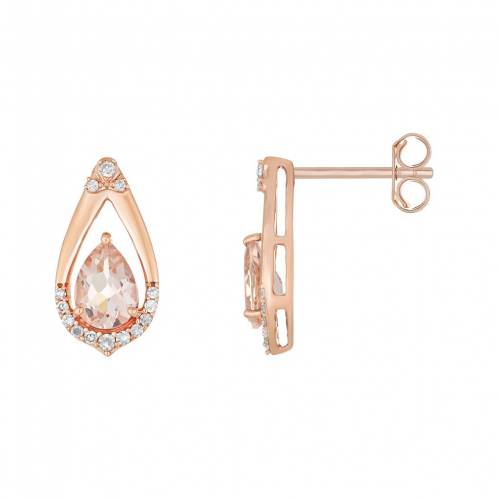 ローズ ゴールド ダイヤモンド イヤリング T.W. & 【 GEMMINDED 10K ROSE GOLD 1/6 CARAT DIAMOND MORGANITE DROP EARRINGS / 10K ROSE GOLD 】 ジュエリー アクセサリー レディースジュエリー｜スニケス