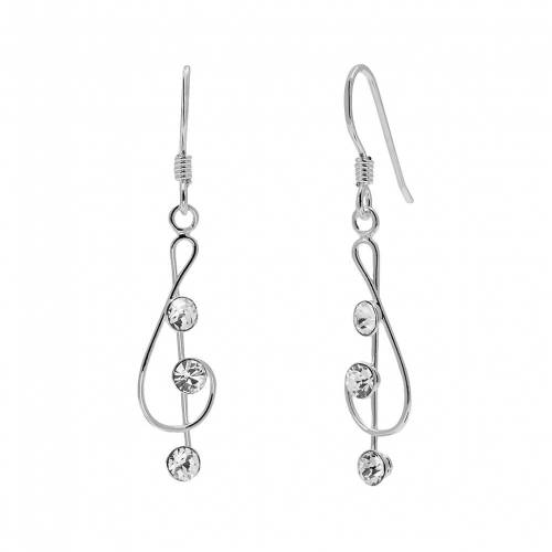 銀色 シルバー イヤリング 【 PRIMROSE STERLING SILVER CRYSTAL TREBLE CLEF DROP EARRINGS / 】 ジュエリー アクセサリー レディースジュエリー｜スニケス