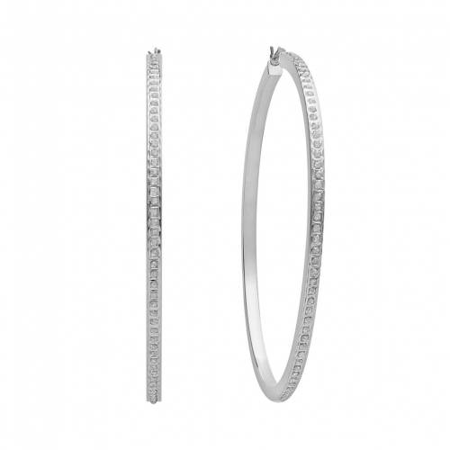 ダイヤモンド フープ イヤリング 【 DIAMOND MYSTIQUE PLATINUM-OVER-SILVER DIAMOND ACCENT HOOP EARRINGS / MULTI NONE 】 ジュエリー アクセサリー レディースジュエリー