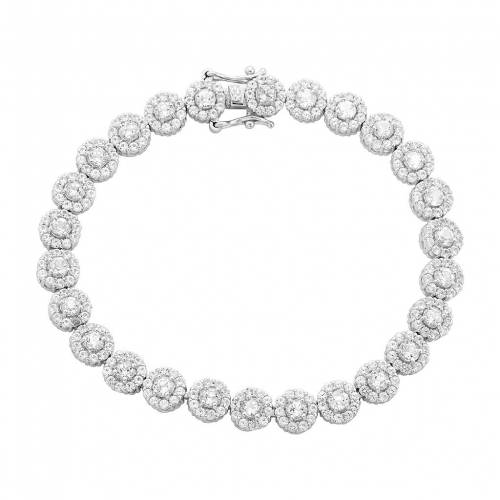 銀色 シルバー 白色 ホワイト ブレスレット 【 DESIGNS BY GIOELLI STERLING SILVER LAB-CREATED WHITE SAPPHIRE FLOWER BRACELET / 】 ジュエリー アクセサリー レディースジュエリー