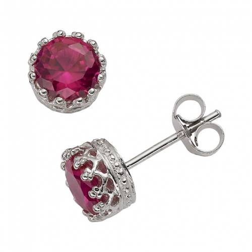 銀色 シルバー イヤリング 赤 レッド 【 DESIGNS BY GIOELLI STERLING SILVER LAB-CREATED RUBY STUD EARRINGS / RED 】 ジュエリー アクセサリー レディースジュエリー