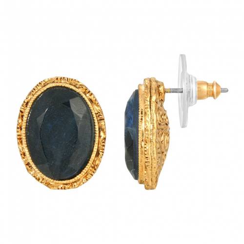 ゴールド 青色 ブルー イヤリング & 【 1928 GOLD TONE BLUE OVAL STUD EARRINGS / 】 ジュエリー アクセサリー レディースジュエリー
