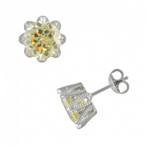 銀色 シルバー 白色 ホワイト イヤリング 黄色 イエロー & 【 SIRI USA BY TJM STERLING SILVER CANARY WHITE CUBIC ZIRCONIA STUD EARRINGS / YELLOW 】 ジュエリー アクセサリー レディースジュエリー|スニケス
