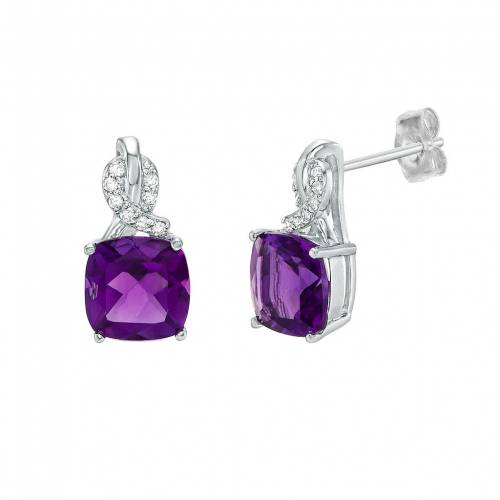 アッシュグレーグレー シルバー ダイヤ イヤリング Silver Unbranded Sterling Amethyst Diamond Accent Earrings Nabaru Cz