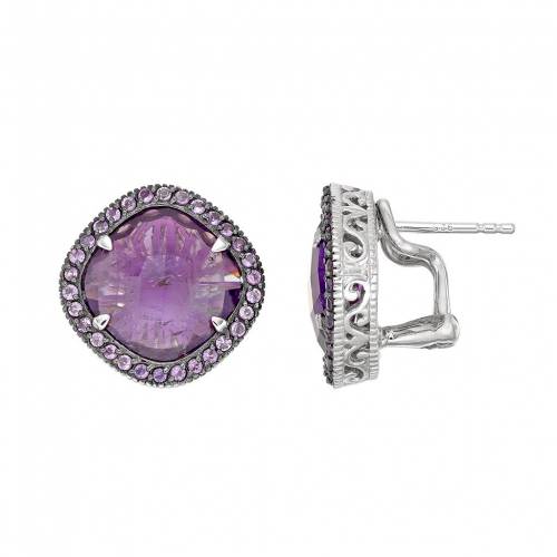 銀色 シルバー イヤリング 紫 パープル 【 SIRI USA BY TJM STERLING SILVER AMETHYST HALO STUD EARRINGS / PURPLE 】 ジュエリー アクセサリー レディースジュエリー