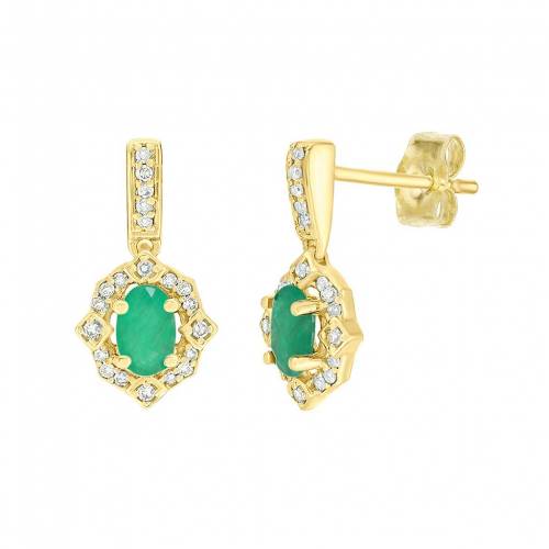ゴールド ダイヤモンド イヤリング T.W. & 【 GEMMINDED 10K GOLD 1/8 CARAT DIAMOND EMERALD EARRINGS / 10K GOLD 】 ジュエリー アクセサリー レディースジュエリー