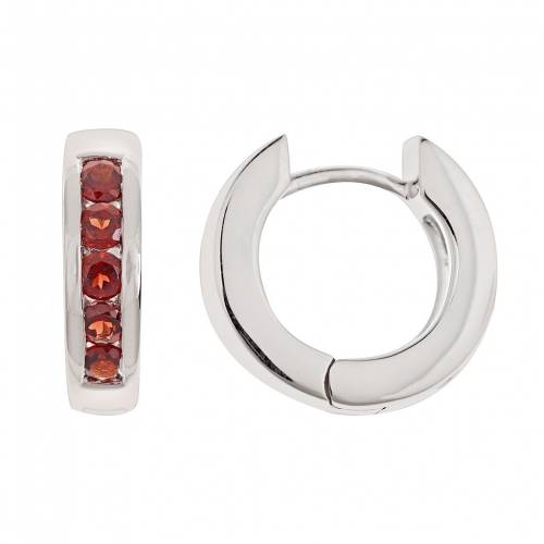 銀色 シルバー フープ イヤリング 【 CELEBRATION GEMS STERLING SILVER GARNET HINGED HOOP EARRINGS / MULTI NONE 】 ジュエリー アクセサリー レディースジュエリー｜スニケス