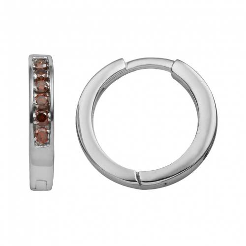 銀色 シルバー 赤 レッド ダイヤモンド フープ イヤリング 4CT. T.W. 【 JEWELEXCESS STERLING SILVER 1/4-CT. RED DIAMOND HOOP EARRINGS / 】 ジュエリー アクセサリー レディースジュエリー|スニケス