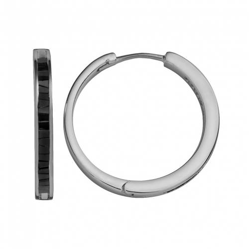 銀色 シルバー 黒色 ブラック ダイヤモンド フープ イヤリング 1CT. T.W. 【 JEWELEXCESS STERLING SILVER 1-CT. BLACK DIAMOND HOOP EARRINGS / 】 ジュエリー アクセサリー レディースジュエリー