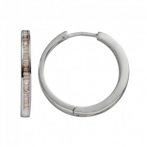 銀色 シルバー ダイヤモンド フープ イヤリング 黄色 イエロー 2CT. T.W. 【 JEWELEXCESS STERLING SILVER 1/2-CT. CHAMPAGNE DIAMOND HOOP EARRINGS / YELLOW 】 ジュエリー アクセサリー レディースジュエリー｜スニケス