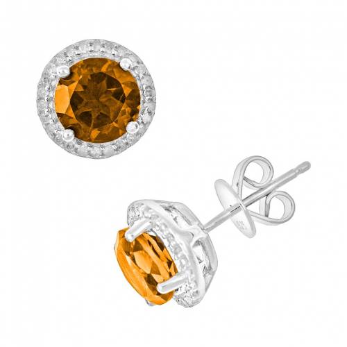 銀色 シルバー ダイヤモンド イヤリング .15CT. T.W. 【 CELEBRATION GEMS STERLING SILVER CITRINE AND .15-CT. DIAMOND FRAME STUD EARRINGS / MULTI NONE 】 ジュエリー アクセサリー レディースジュエリー