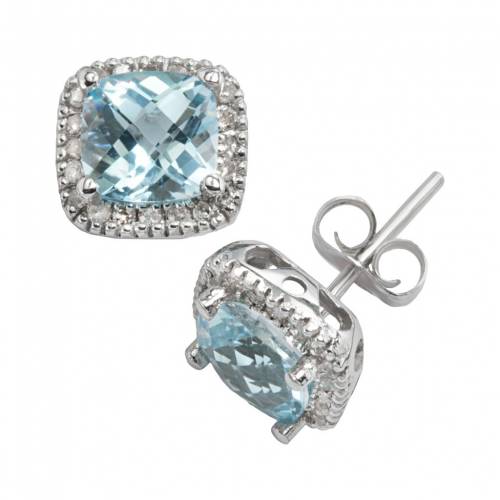 白色 ホワイト ゴールド ダイヤモンド 青色 ブルー イヤリング .16CT. T.W. 【 UNBRANDED 10K WHITE GOLD .16-CT. DIAMOND AND BLUE TOPAZ FRAME STUD EARRINGS / 10K WHGOLD 】 ジュエリー アクセサリー レディースジュエ|スニケス