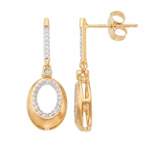 ゴールド 銀色 シルバー ダイヤモンド イヤリング T.W. 【 UNBRANDED 14K GOLD OVER SILVER 1/5 CARAT DIAMOND OVAL DROP EARRINGS / GOLD TONE 】 ジュエリー アクセサリー レディースジュエリー
