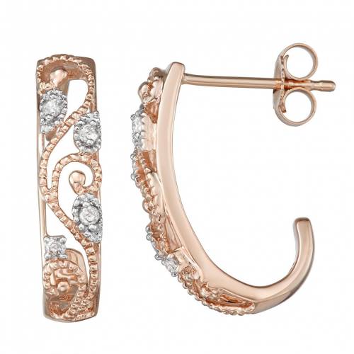 ゴールド ダイヤモンド フープ イヤリング T.W. 【 UNBRANDED 10K GOLD 1/10 CARAT DIAMOND J HOOP EARRINGS / 】 ジュエリー アクセサリー レディースジュエリー