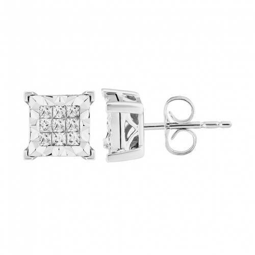 白色 ホワイト ゴールド ダイヤモンド プリンセス イヤリング T W 10k White Gold 1 Carat Diamond Princess Stud Earrings Whgold Mpgbooks Com