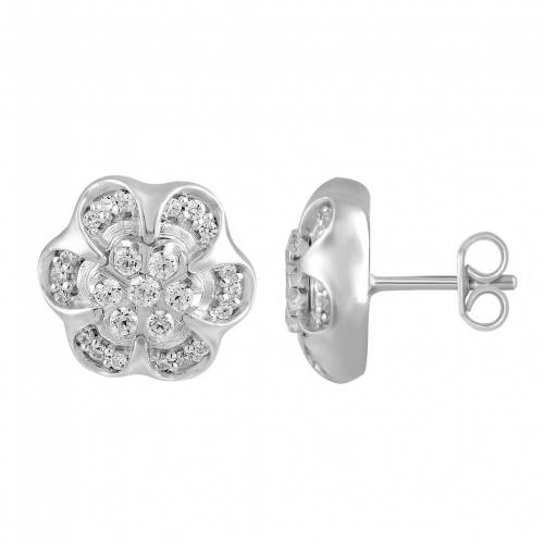 銀色 シルバー ダイヤモンド イヤリング T.W. 【 UNBRANDED STERLING SILVER 1/3 CARAT DIAMOND FLORAL CLUSTER STUD EARRINGS / STERLING SILVER 】 ジュエリー アクセサリー レディースジュエリー｜スニケス