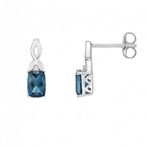 白色 ホワイト ゴールド 青色 ブルー ダイヤモンド イヤリング & 【 GEMMINDED 10K WHITE GOLD LONDON BLUE TOPAZ DIAMOND ACCENT DROP EARRINGS / 10K WHGOLD 】 ジュエリー アクセサリー レディースジュエリー