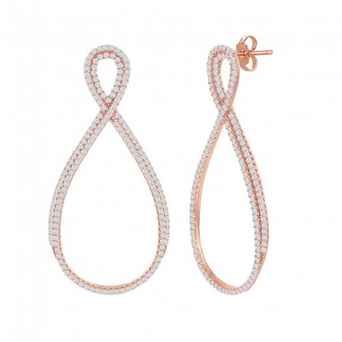 銀色 シルバー イヤリング 【 UNBRANDED STERLING SILVER CUBIC ZIRCONIA PEAR-SHAPED INFINITY DROP EARRINGS / 】 ジュエリー アクセサリー レディースジュエリー