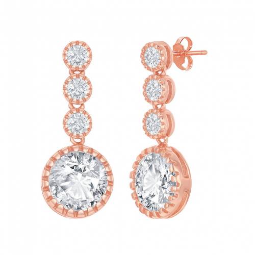 銀色 シルバー イヤリング 【 UNBRANDED STERLING SILVER CUBIC ZIRCONIA ROUND LINEAR DROP EARRINGS / 】 ジュエリー アクセサリー レディースジュエリー｜スニケス