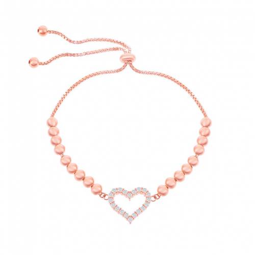 銀色 シルバー ブレスレット 【 UNBRANDED STERLING SILVER CUBIC ZIRCONIA HEART BEADED LARIAT BRACELET / 】 ジュエリー アクセサリー レディースジュエリー｜スニケス