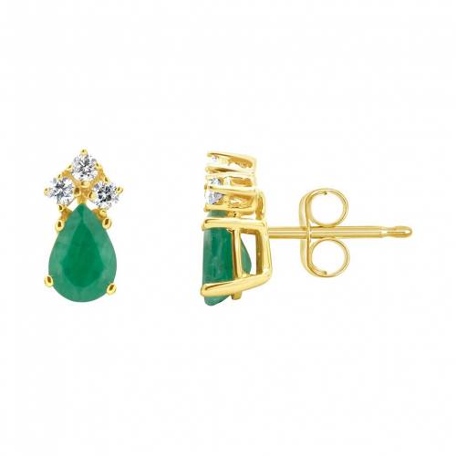 Unbranded 黄色い 黄色であること ゴールド ダイヤモンド イヤリング T W Yellow Unbranded 14k Gold Pearshaped Emerald 1 8 Carat Diamond Earrings Cleo Mx