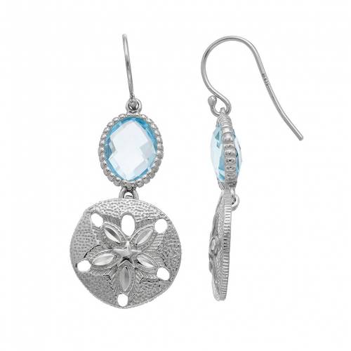銀色 シルバー 青色 ブルー 砂色 サンド イヤリング 【 UNBRANDED STERLING SILVER BLUE TOPAZ SAND DOLLAR DROP EARRINGS / 】 ジュエリー アクセサリー レディースジュエリー|スニケス