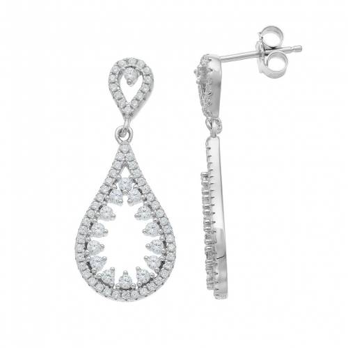 銀色 シルバー イヤリング 【 UNBRANDED STERLING SILVER CUBIC ZIRCONIA OPENWORK TEARDROP EARRINGS / 】 ジュエリー アクセサリー レディースジュエリー｜スニケス