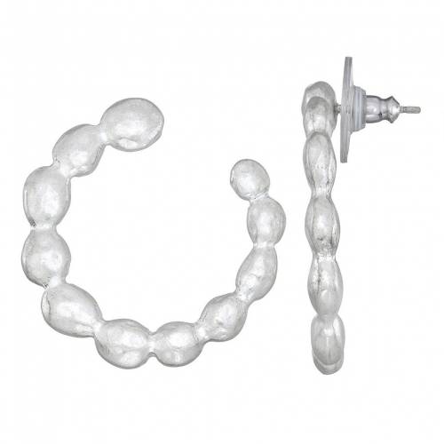 銀色 シルバー フープ 【 BELLA UNO WORN SILVER BEADED HOOP EARRING / SILVER TONE 】 ジュエリー アクセサリー レディースジュエリー イヤリング