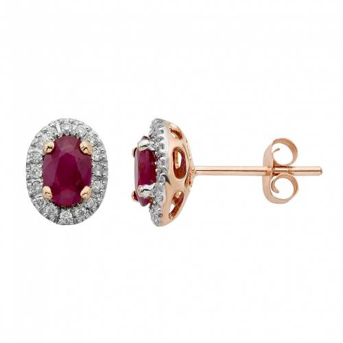 ローズ ゴールド ダイヤモンド イヤリング T.W. & 【 UNBRANDED 14K ROSE GOLD 1/6 CARAT IGL CERTIFIED DIAMOND RUBY OVAL EARRINGS / 】 ジュエリー アクセサリー レディースジュエリー|スニケス