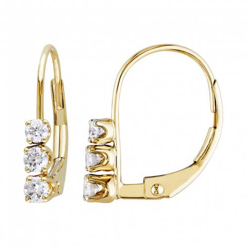 ゴールド ダイヤモンド イヤリング 【 STELLA GRACE 14K GOLD DIAMOND ACCENT LEVERBACK EARRINGS / 14K GOLD 】 ジュエリー アクセサリー レディースジュエリー｜スニケス