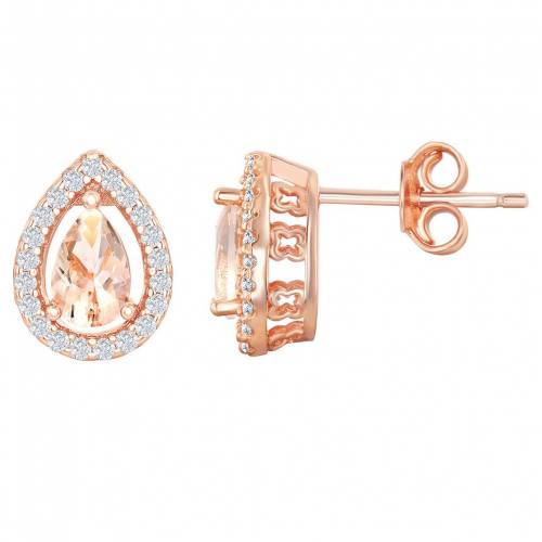 銀色 シルバー イヤリング ローズ 【 UNBRANDED STERLING SILVER PEAR-SHAPED MORGANITE CUBIC ZIRCONIA STUD EARRINGS / ROSE TONE 】 ジュエリー アクセサリー レディースジュエリー｜スニケス