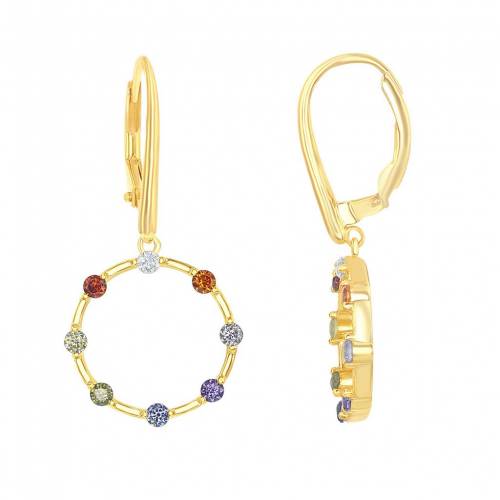 銀色 シルバー 虹色 レインボー イヤリング ゴールド 【 UNBRANDED STERLING SILVER RAINBOW CUBIC ZIRCONIA OPEN CIRCLE EARRINGS / GOLD TONE 】 ジュエリー アクセサリー レディースジュエリー