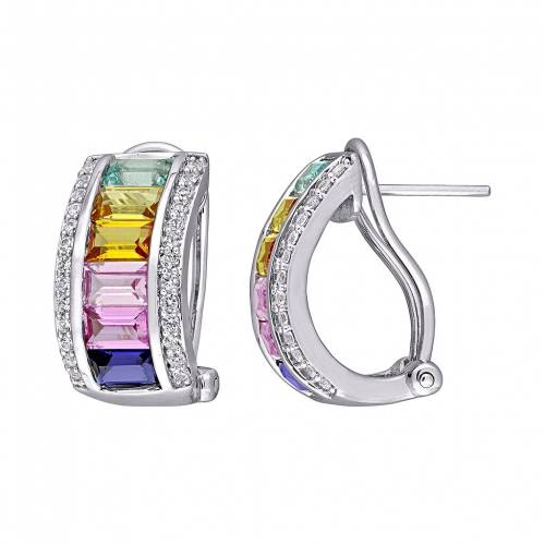 銀色 シルバー イヤリング 【 STELLA GRACE STERLING SILVER COLORFUL LAB-CREATED SAPPHIRE EARRINGS / 】 ジュエリー アクセサリー レディースジュエリー｜スニケス 73,205円