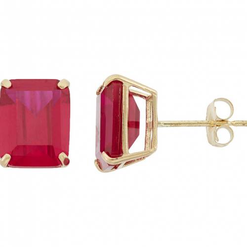 ゴールド イヤリング 【 DESIGNS BY GIOELLI 10K GOLD LAB-CREATED RUBY EMERALD CUT SOLITAIRE STUD EARRINGS / 10K GOOLD 】 ジュエリー アクセサリー レディースジュエリー