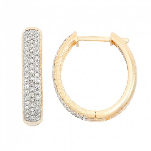 ゴールド ダイヤモンド フープ イヤリング T.W. 【 TIARA 10K GOLD 1 CARAT DIAMOND INSIDE-OUT HOOP EARRINGS / 】 ジュエリー アクセサリー レディースジュエリー｜スニケス