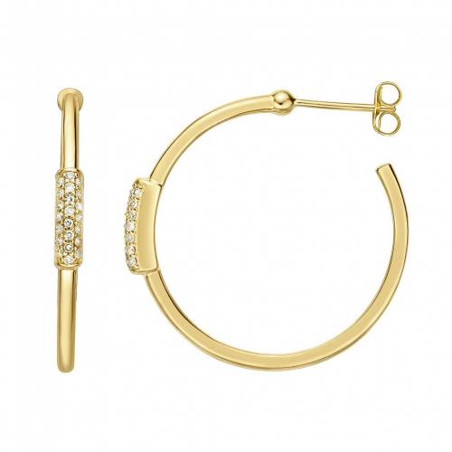 銀色 シルバー ダイヤモンド フープ イヤリング T.W. 【 GEMMINDED STERLING SILVER 1/5 CARAT DIAMOND OPEN HOOP EARRINGS / 】 ジュエリー アクセサリー レディースジュエリー｜スニケス